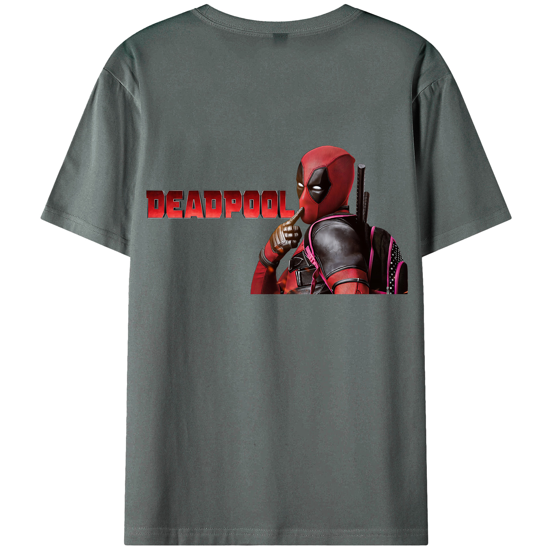 （画像用） Deadpool デッドプール 綿100％ メンズ半袖Tシャツ（バックプリント） 通気性